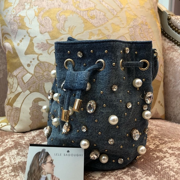 Embellished Denim Bucket Bag - Picture 2 of 4